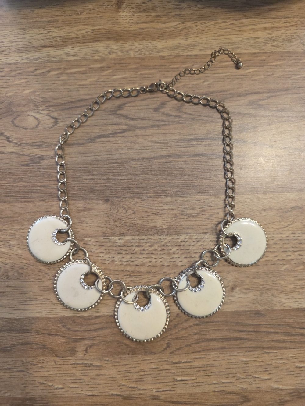 Avon Gold-Tone Necklace with Cream Disc Charms